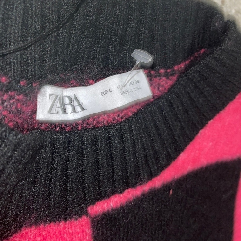 Zara warm Cozy Floral Printed Checkered OverSize Crewneck Sweater - Picture 8 of 12